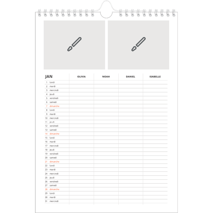 Calendrier photo personnalisé 2025 Photobox